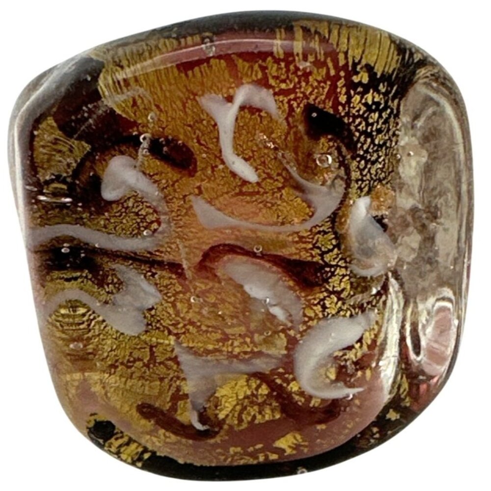 Metallic Purple Gold Swirl Glass Ring Vintage Handcrafted Y2k Preppy Bold City - Picture 2 of 8